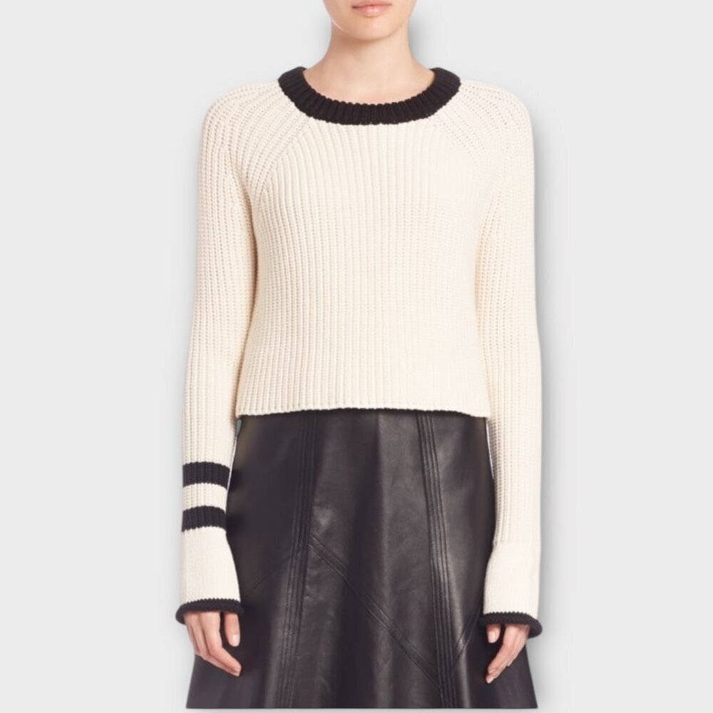 Rag & Bone Greer Cotton Blend Crew Neck Pullover Sweater